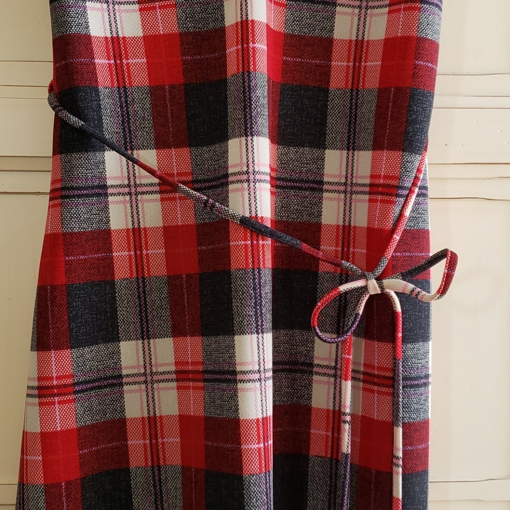 90s Vintage Jodi Kristopher Edgy Hi-Lo Plaid Dress - Picture 3 of 7